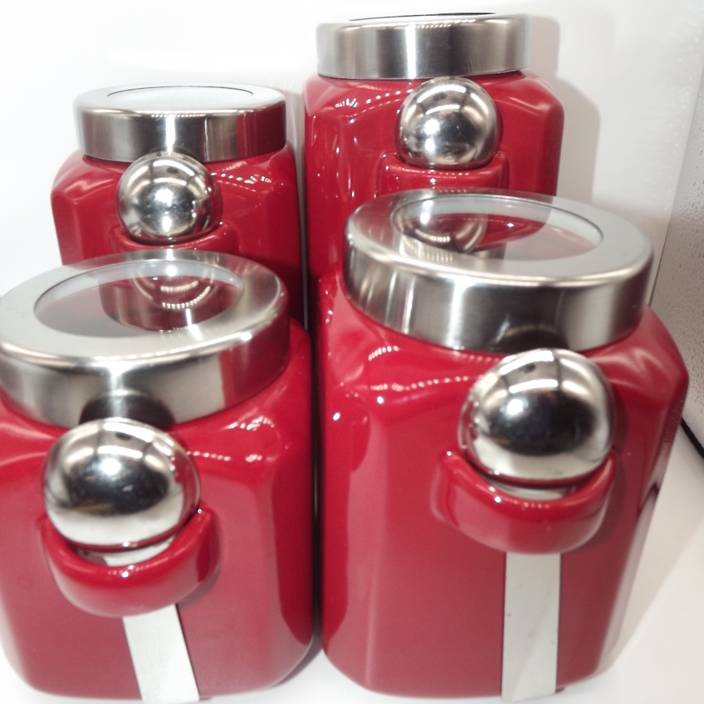 Mainstays 4-Piece Canister Set, Crimson